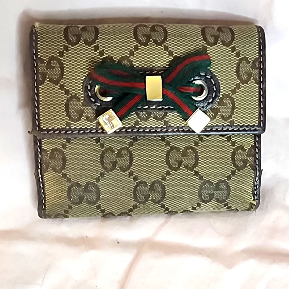 Gucci Monogram Princy Sherry Line Compact Wallet